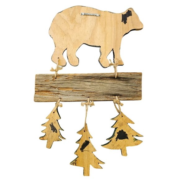 Bear Creek Lodge Wooden Bear & Pine Tree Wall Hanging Decor Cabin Rustic - Picture 6 of 9
